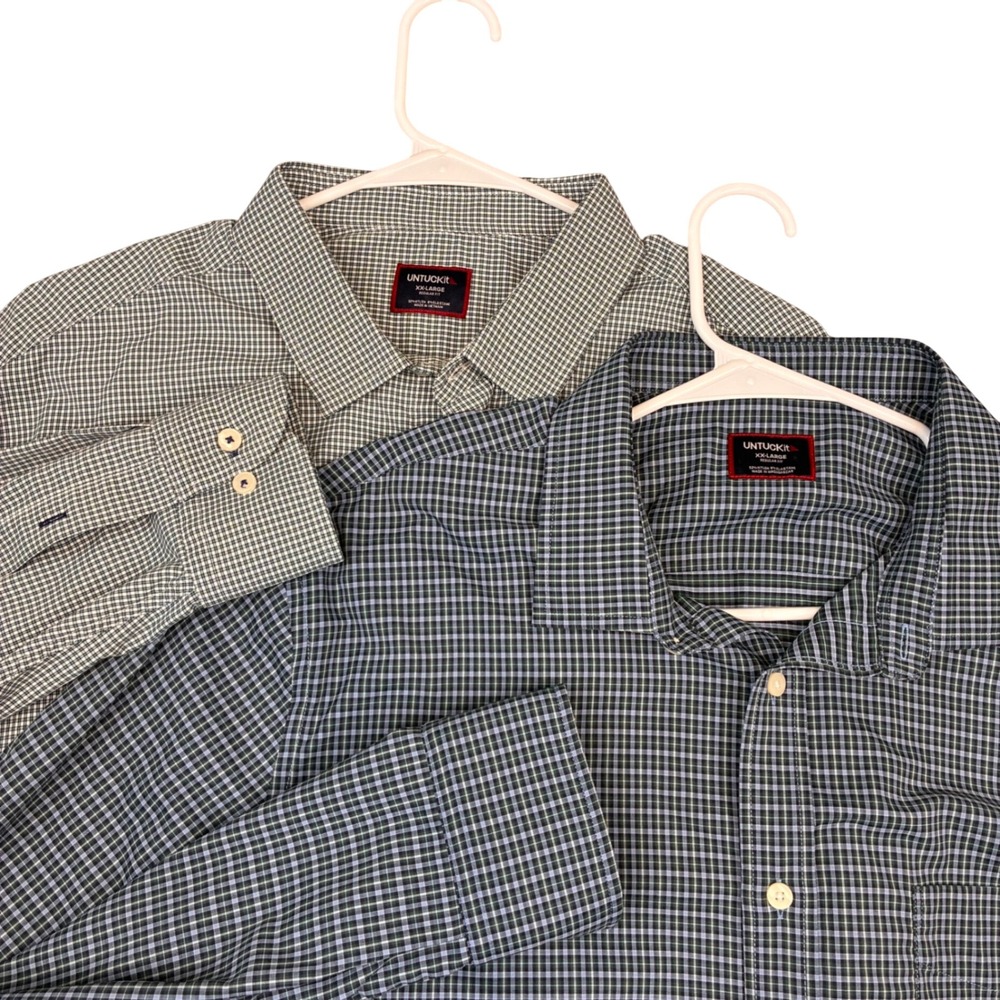 UNTUCKit Button Down Shirt Mens XXL Gingham Stretch Regular Fit Two Pack